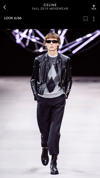 Celine Leather Padded Cafe Racer Jacket 2019 Runway, Hedi Slimane